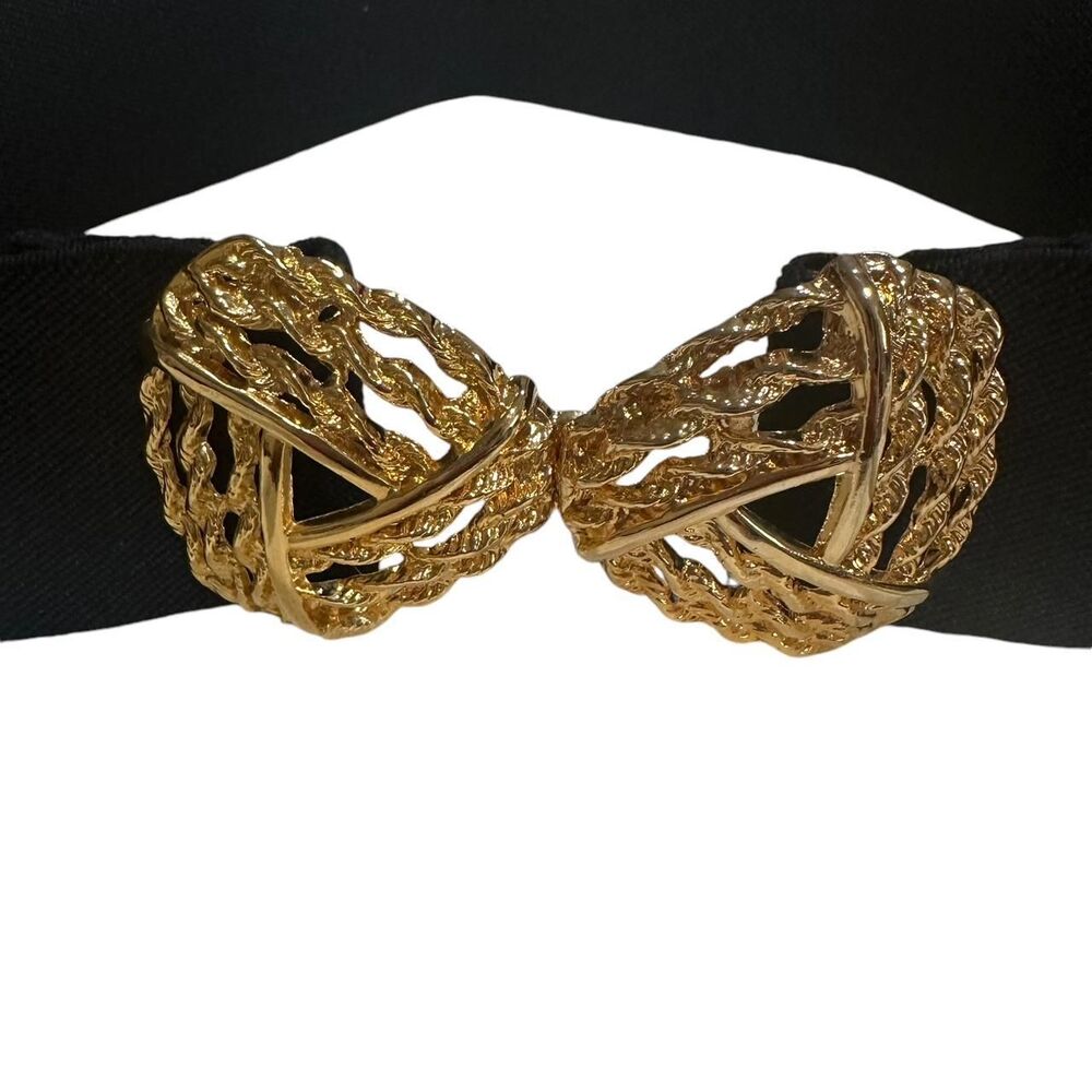 Vintage Women's Navy and Gold Nautical Style Gold Tone Rope Belt